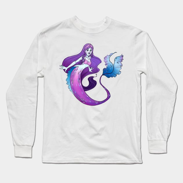 Purple Mermaid Long Sleeve T-Shirt by Lynn S